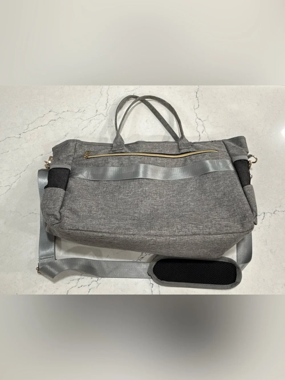 Rabjen Gray Multifunction Tote, Diaper Bag, Laptop, Shoulder Strap, Fits 15.6”